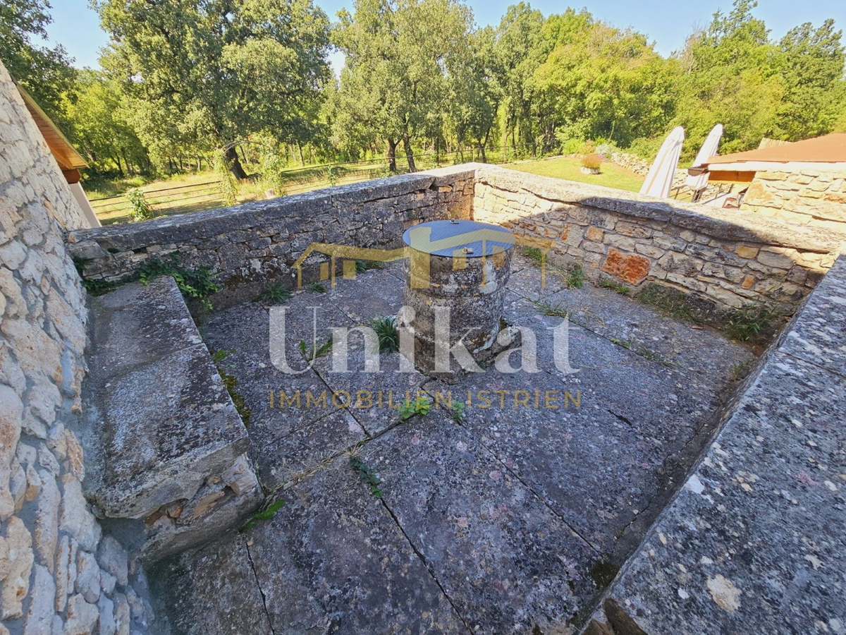 Tenuta con casa in pietra ristrutturata, giardino e piscina